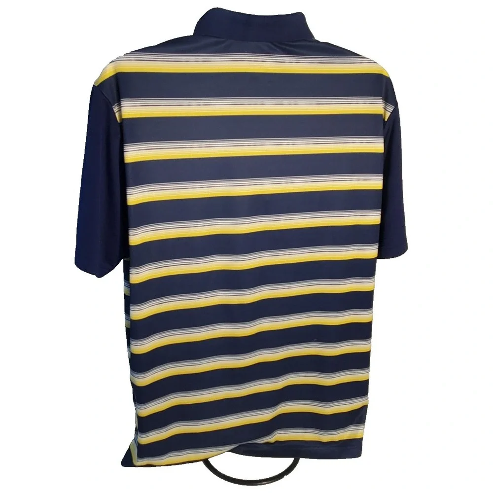 Adidas Climacool Polo Shirt Mens XL‎ Navy Blue / Yellow Striped Short Sleeves